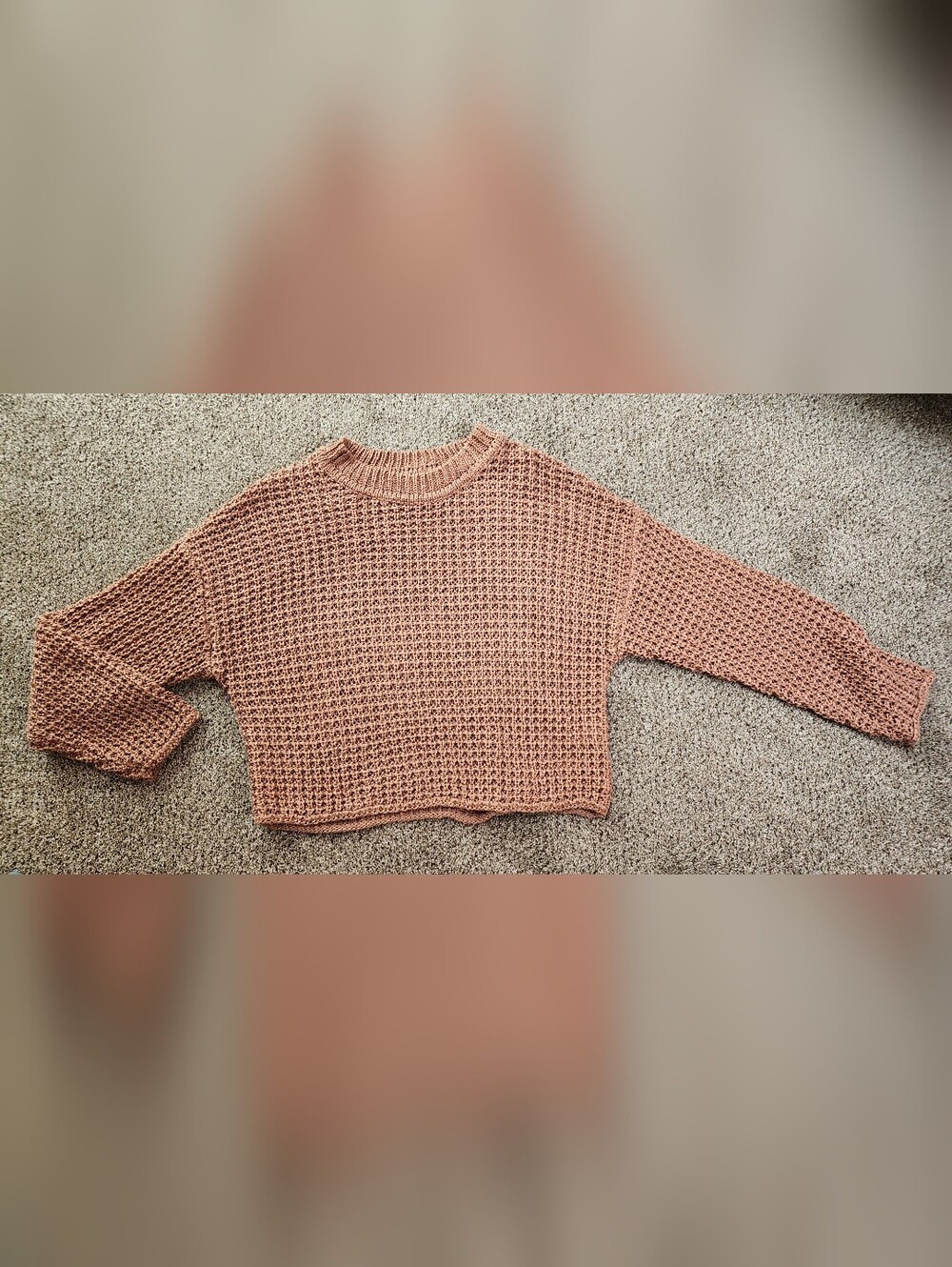 Women’s BLU Pepper Cropped Waffle Knit Sweater - Dusty Rose